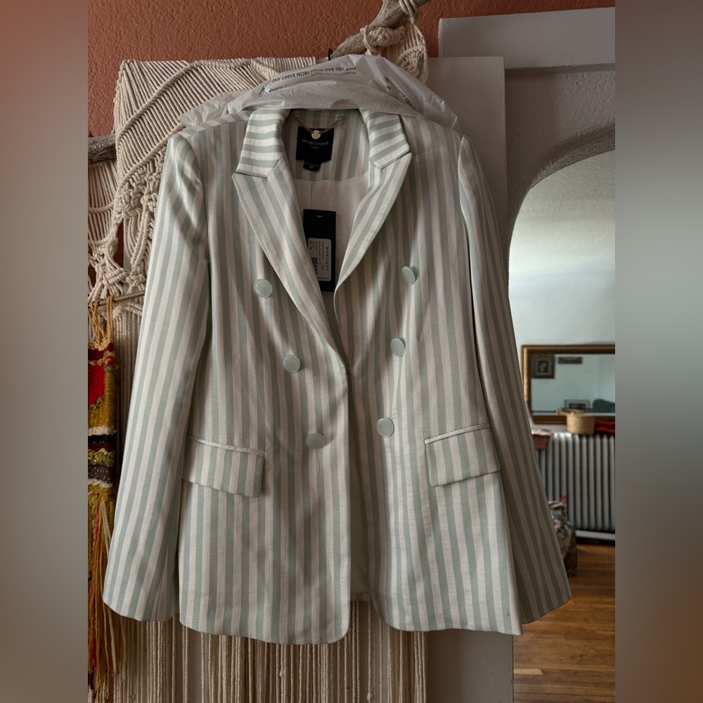 Marciano Light Blue and White Striped Suit Set S/M NET